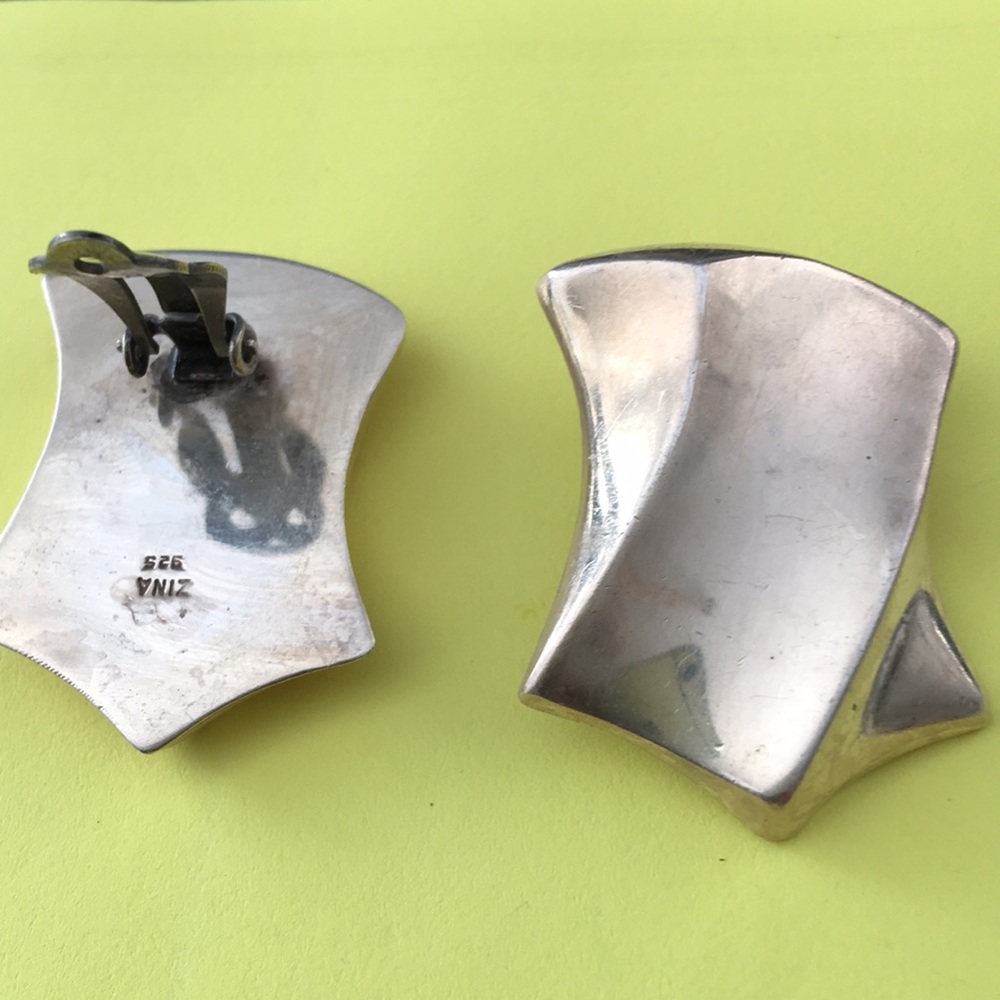 Vintage Zina sterling 925 clip earrings Art deco